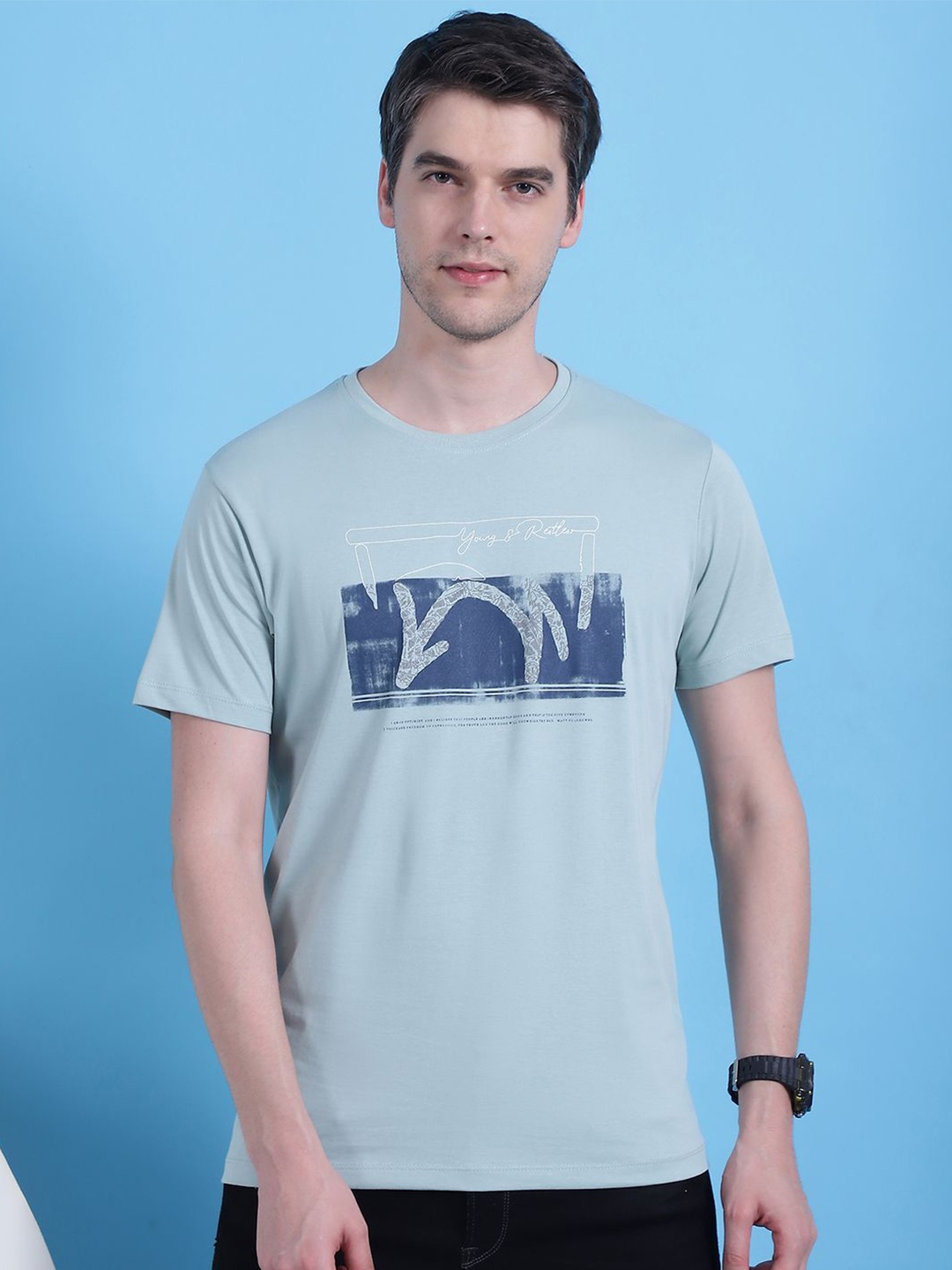 

VENITIAN Men Typography Printed Round Neck T-shirt, Grey