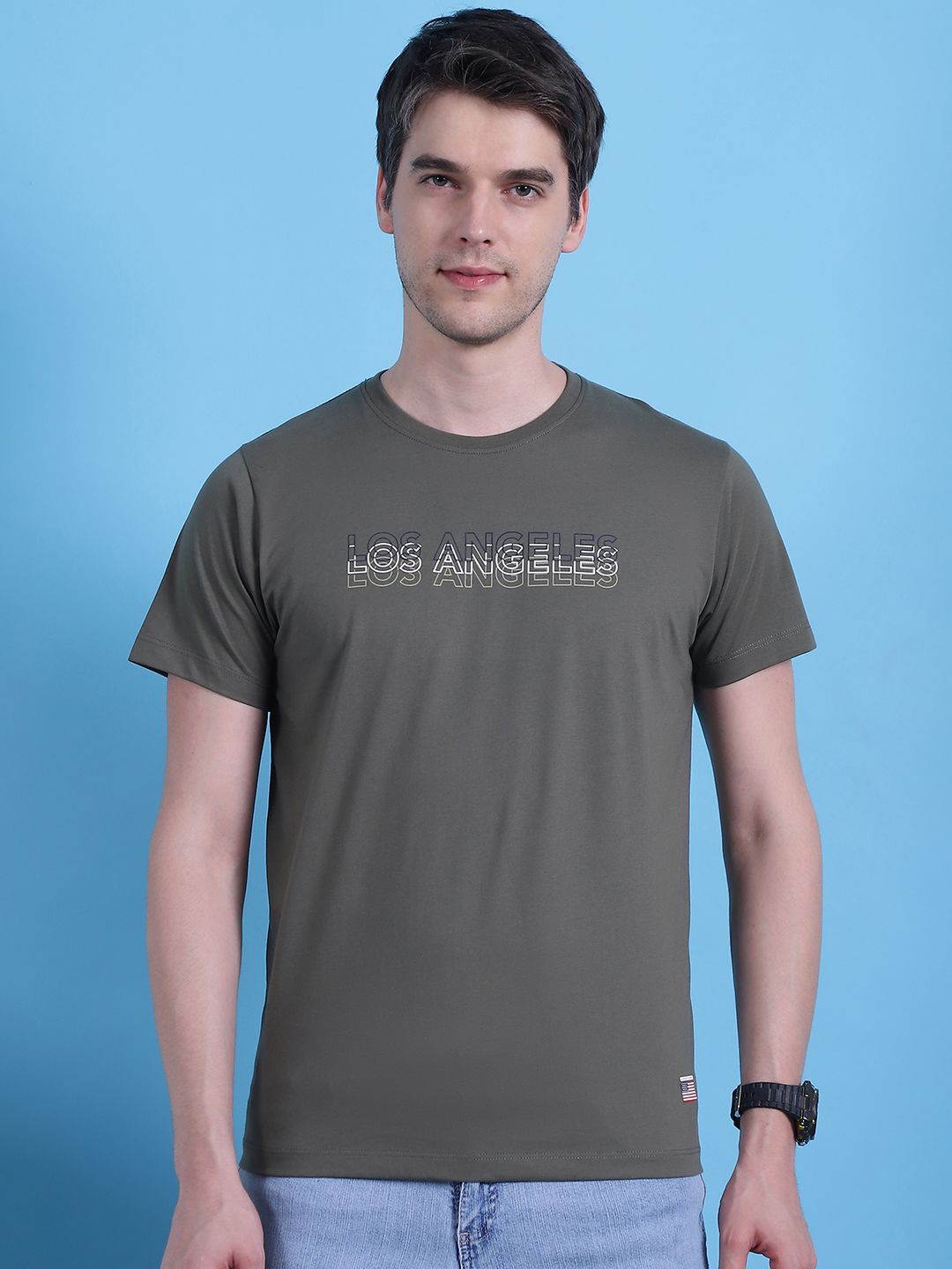 

VENITIAN Men Typography Printed Slim Fit T-shirt, Green