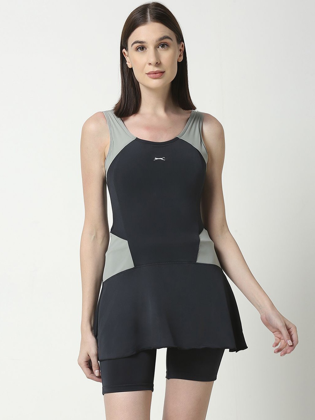 

Black Panther Colourblocked Frock Style Swim Set, Charcoal