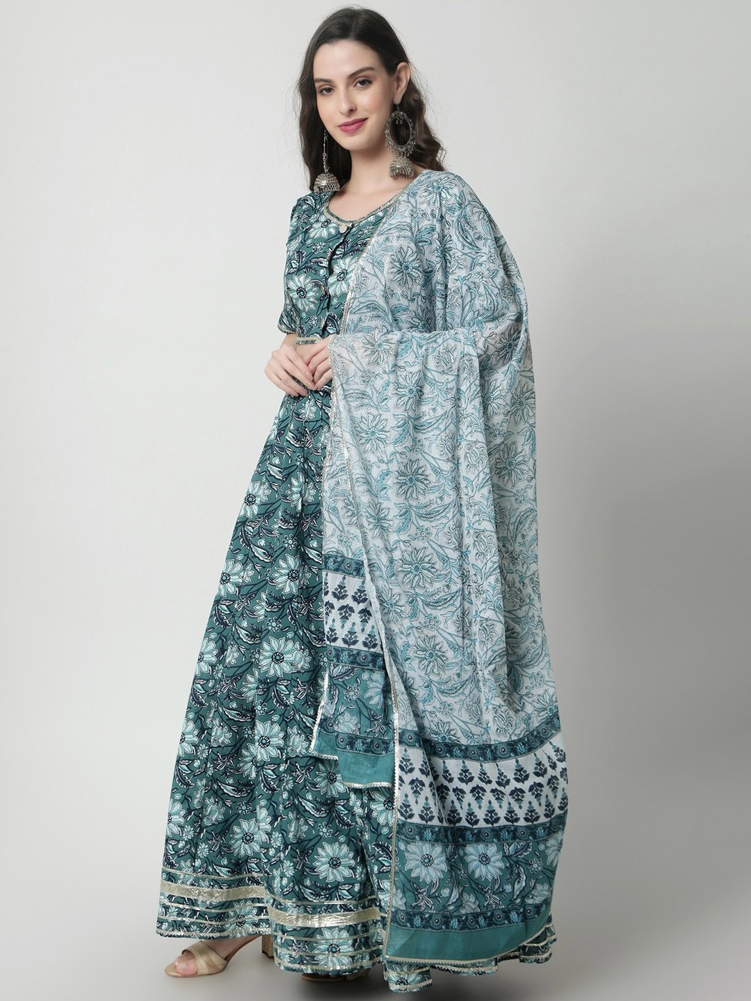 

Rubellite Printed Lehenga & Blouse With Dupatta, Green