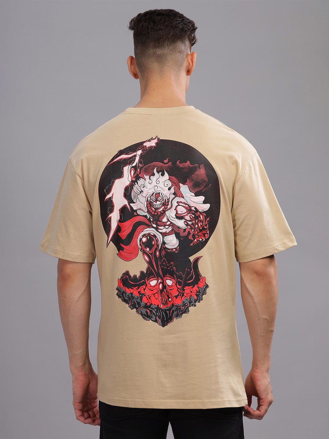 

TOMHIDDLE Men Graphic Printed Oversized T-shirt, Camel brown