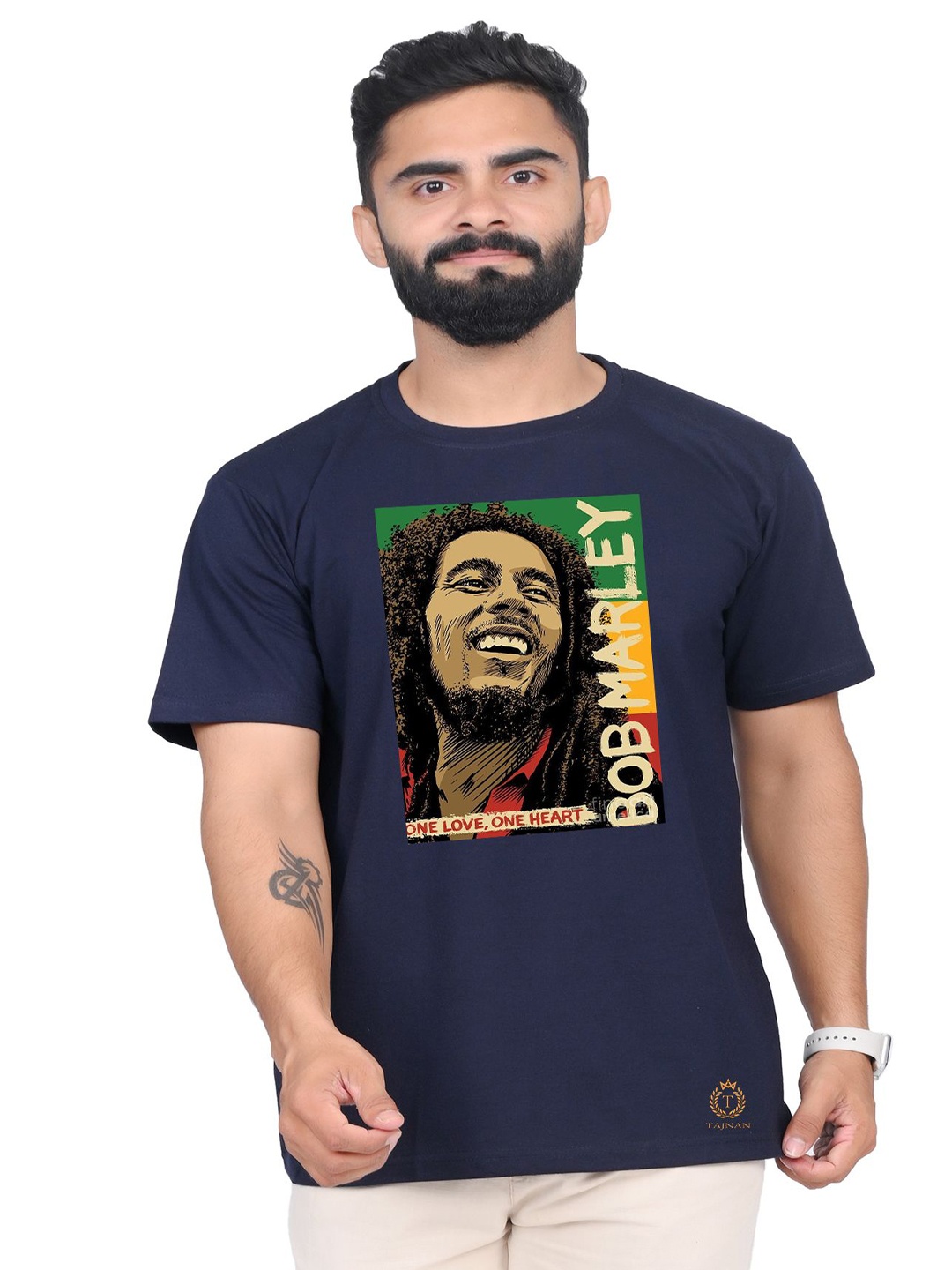 

TAJNAN Men Printed T-shirt, Blue