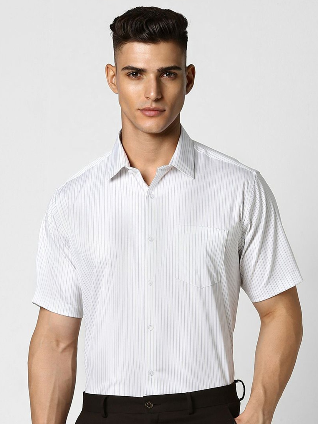 

Van Heusen Spread Collar Striped Cotton Formal Shirt, White