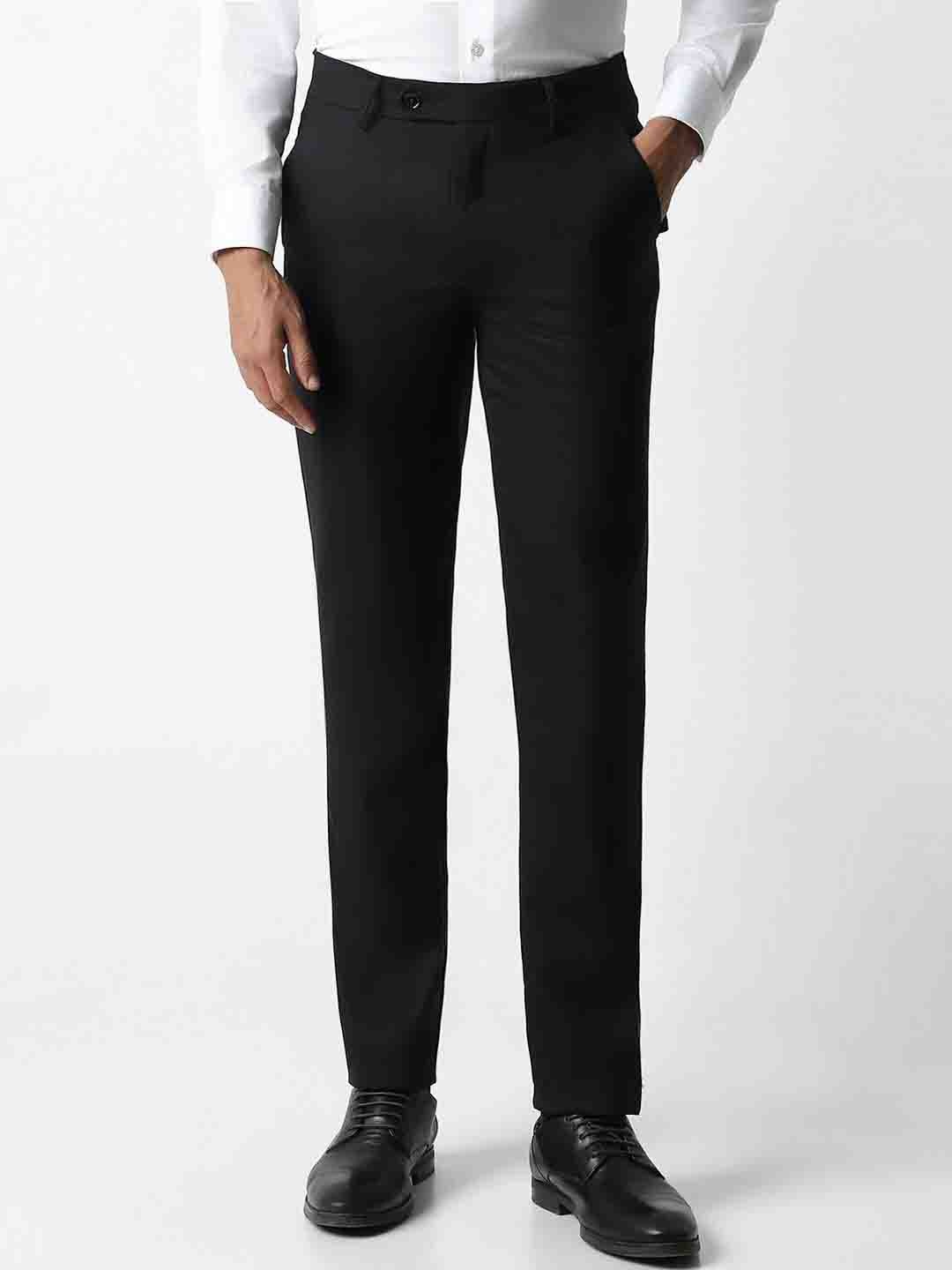 

Van Heusen Men Slim Fit Mid-Rise Formal Trousers, Black