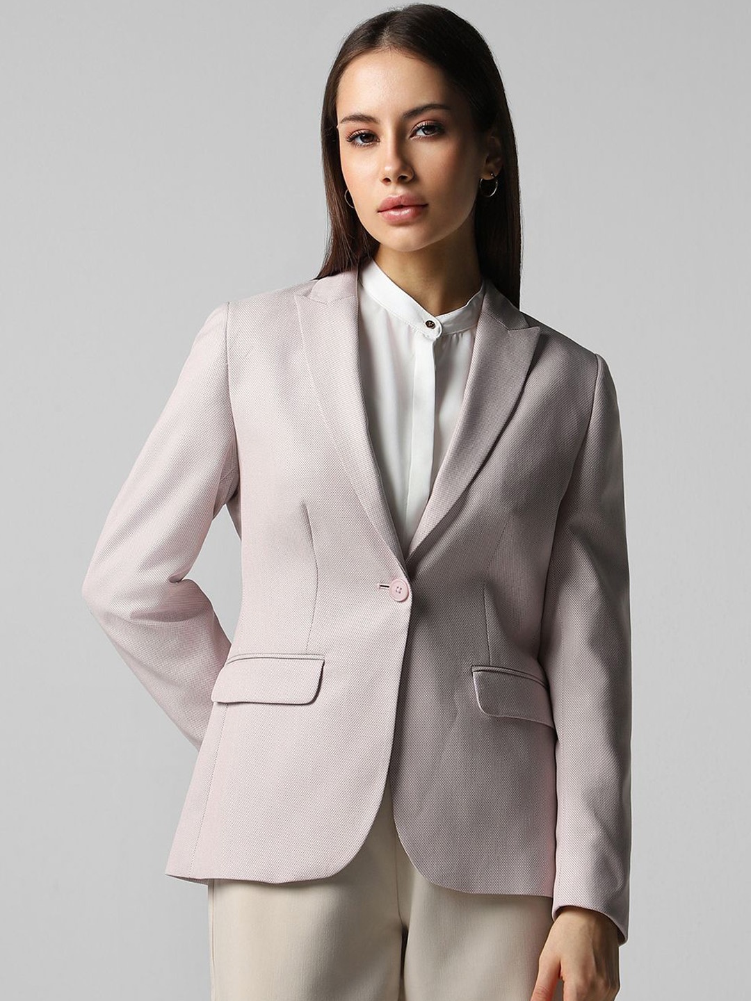

Van Heusen Woman Solid Single-Breasted Formal Blazer, Pink