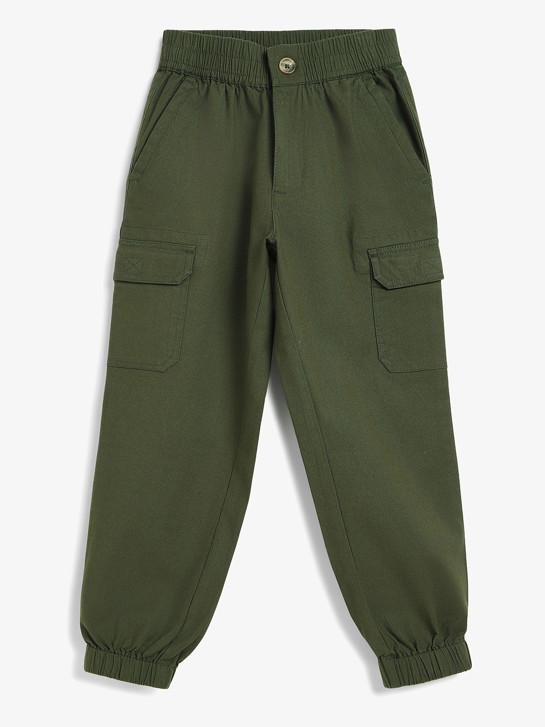 

Campana Boys Mid-Rise Plain Joggers Trousers, Green