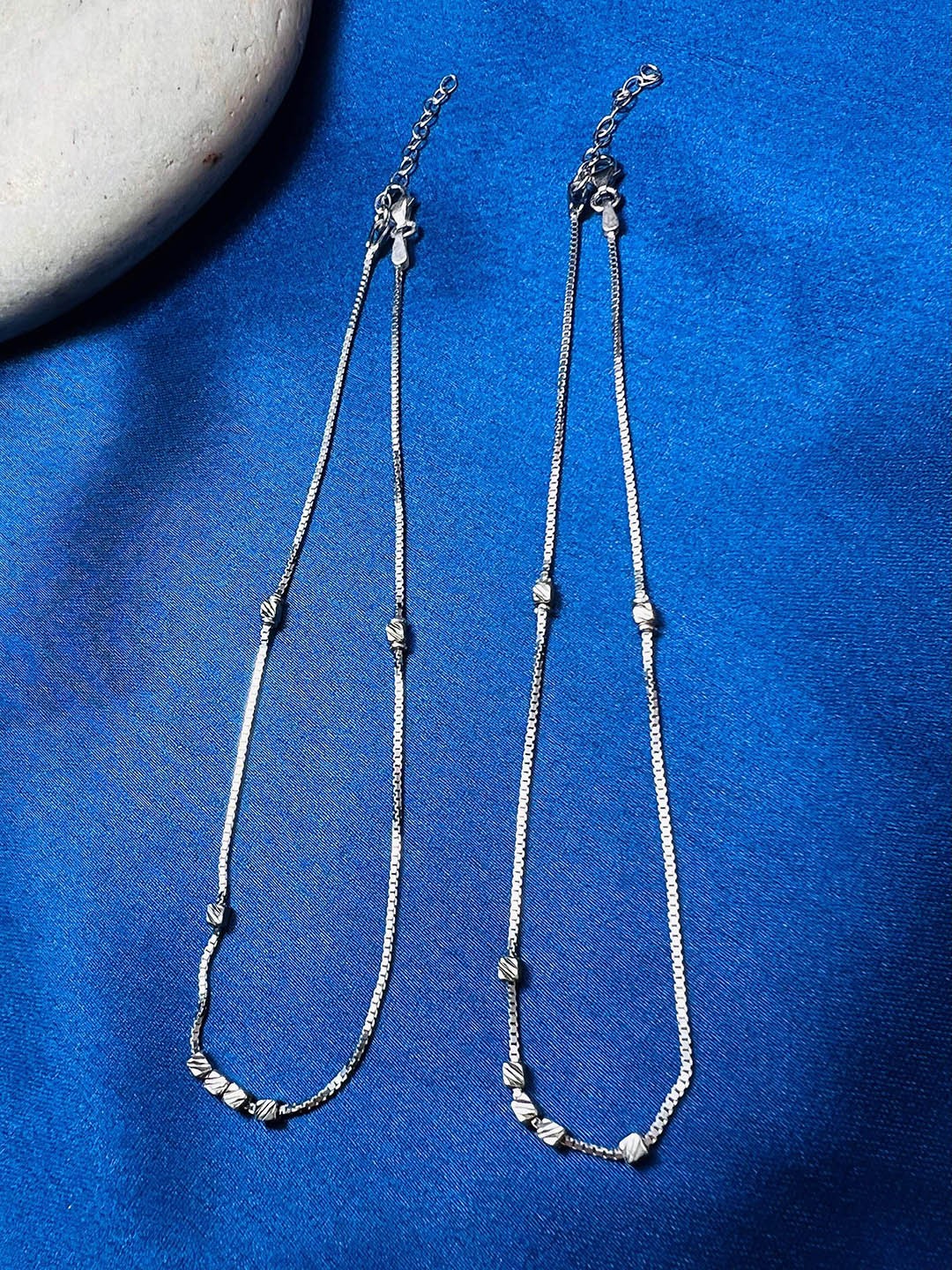 

Arte Jewels 925 Sterling Silver Set Of 2 Anklet