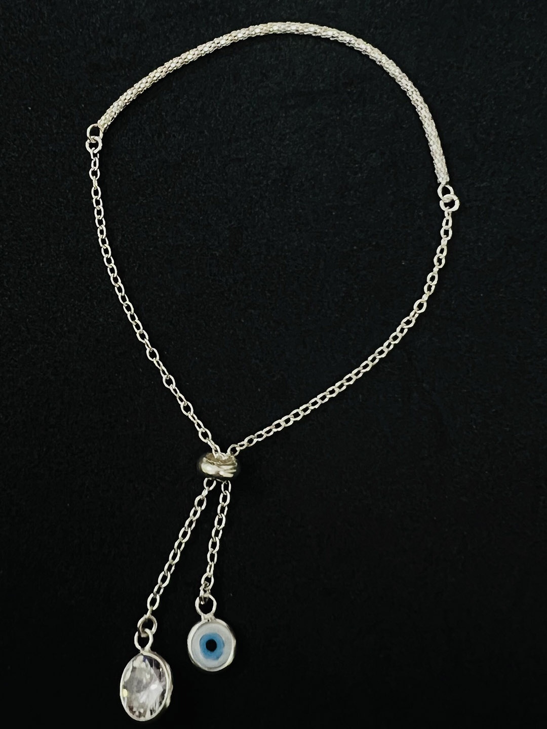 

Arte Jewels Stone-Studded 925 Sterling Silver Charm Bracelet