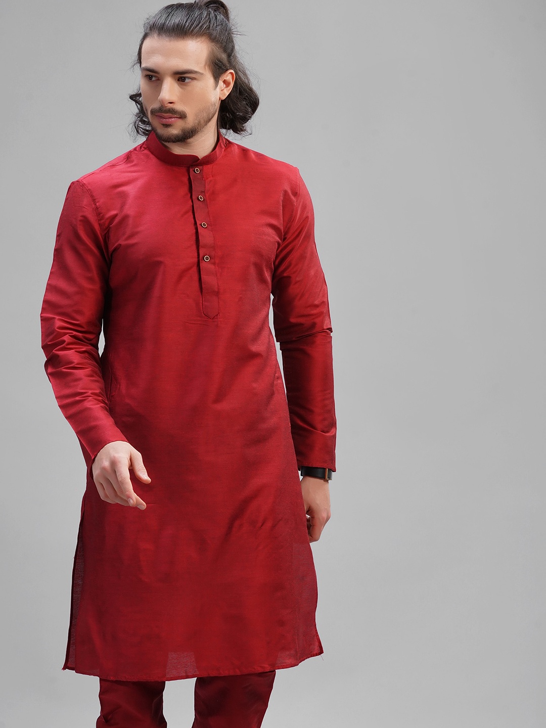 

LA'SCOOT Men Regular Kurta with Pyjamas, Maroon