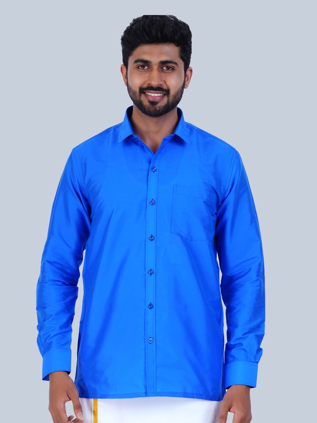 

THANGAMAGAN Standard Spread Collar Casual Shirt, Blue