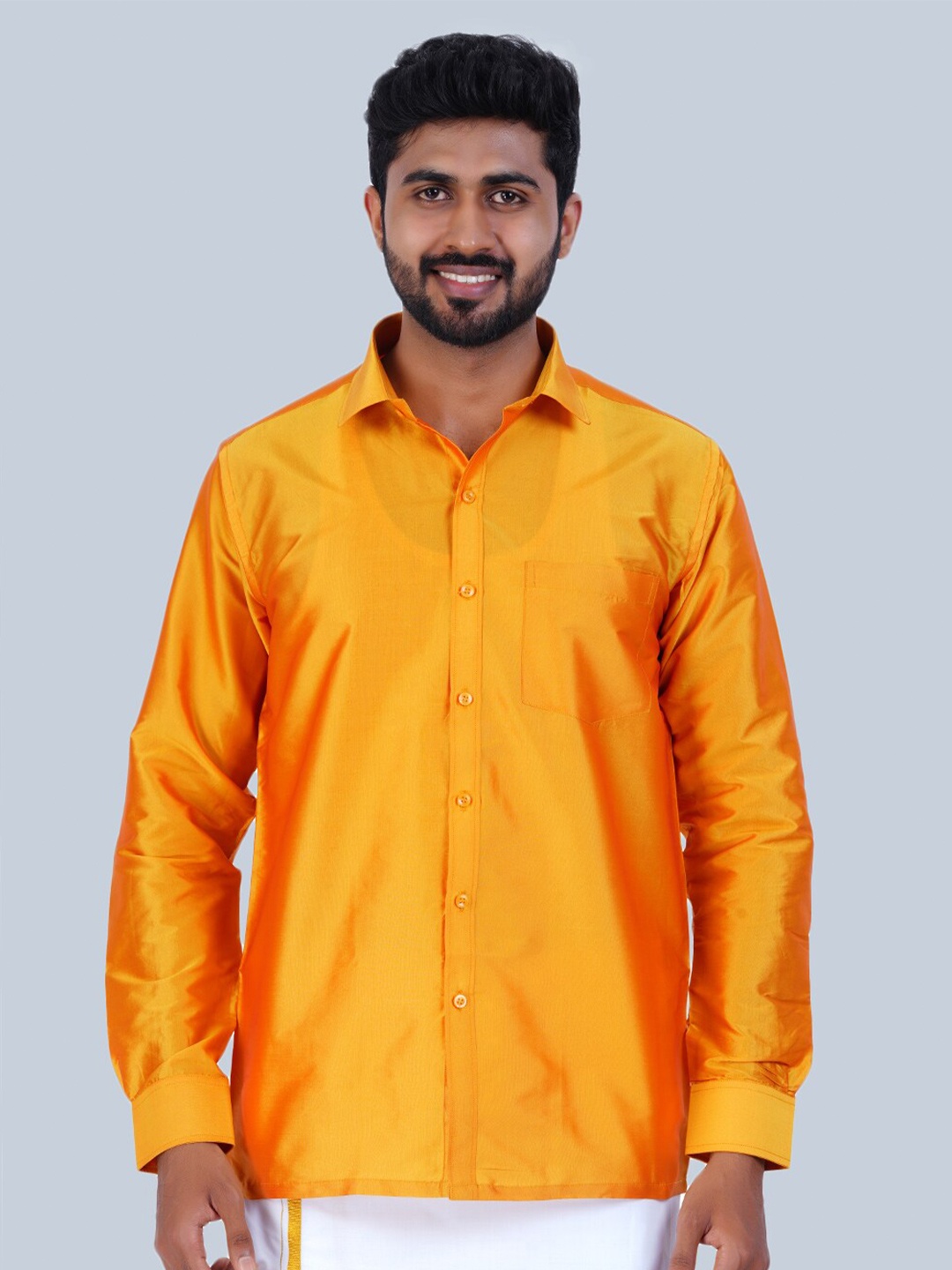 

THANGAMAGAN Standard Spread Collar Casual Shirt, Yellow