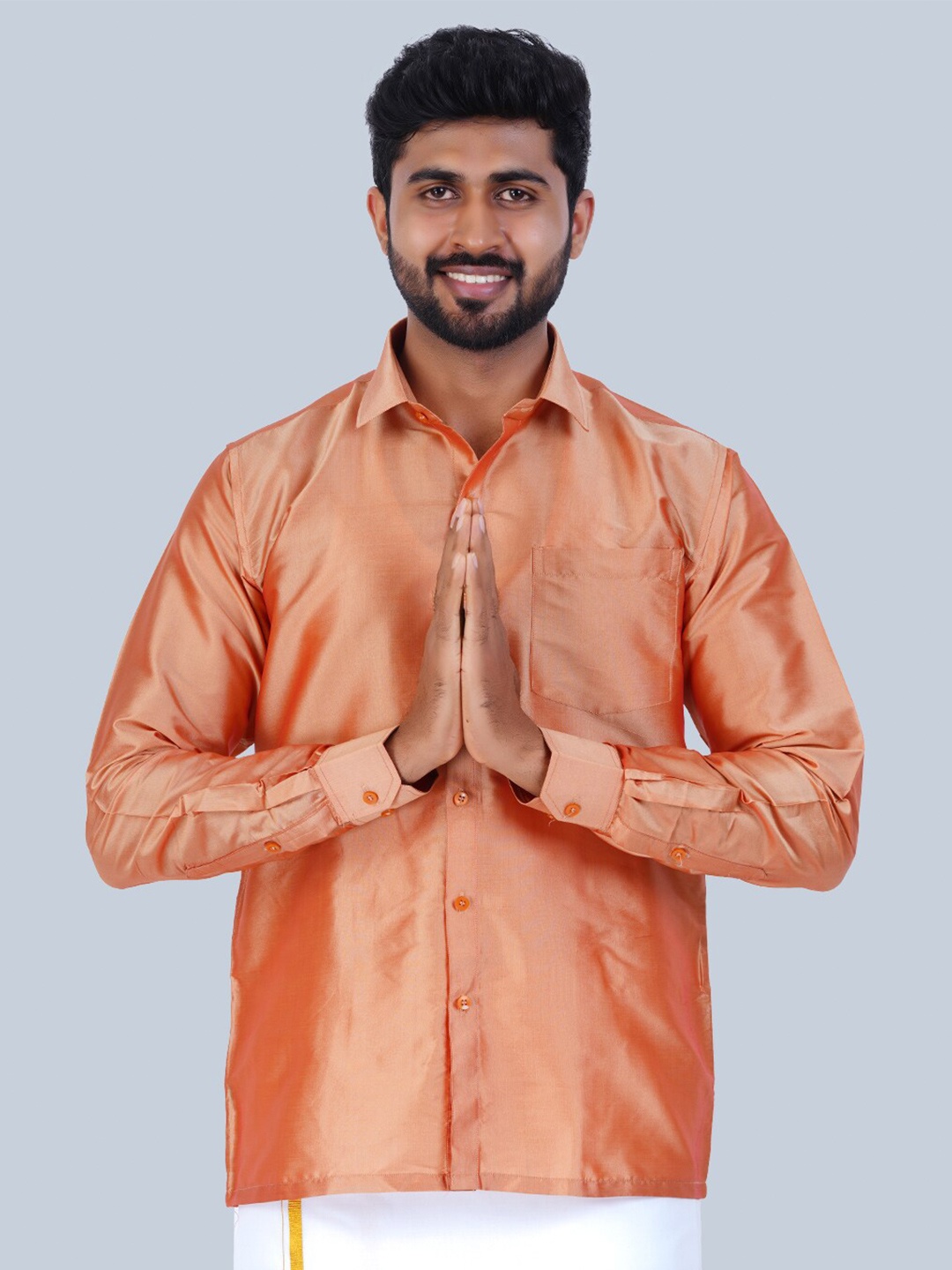 

THANGAMAGAN Standard Spread Collar Casual Shirt, Mustard