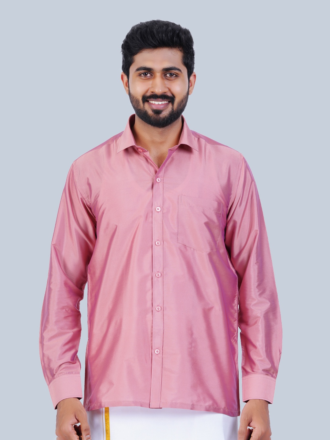 

THANGAMAGAN Men Solid Party Shirt, Pink