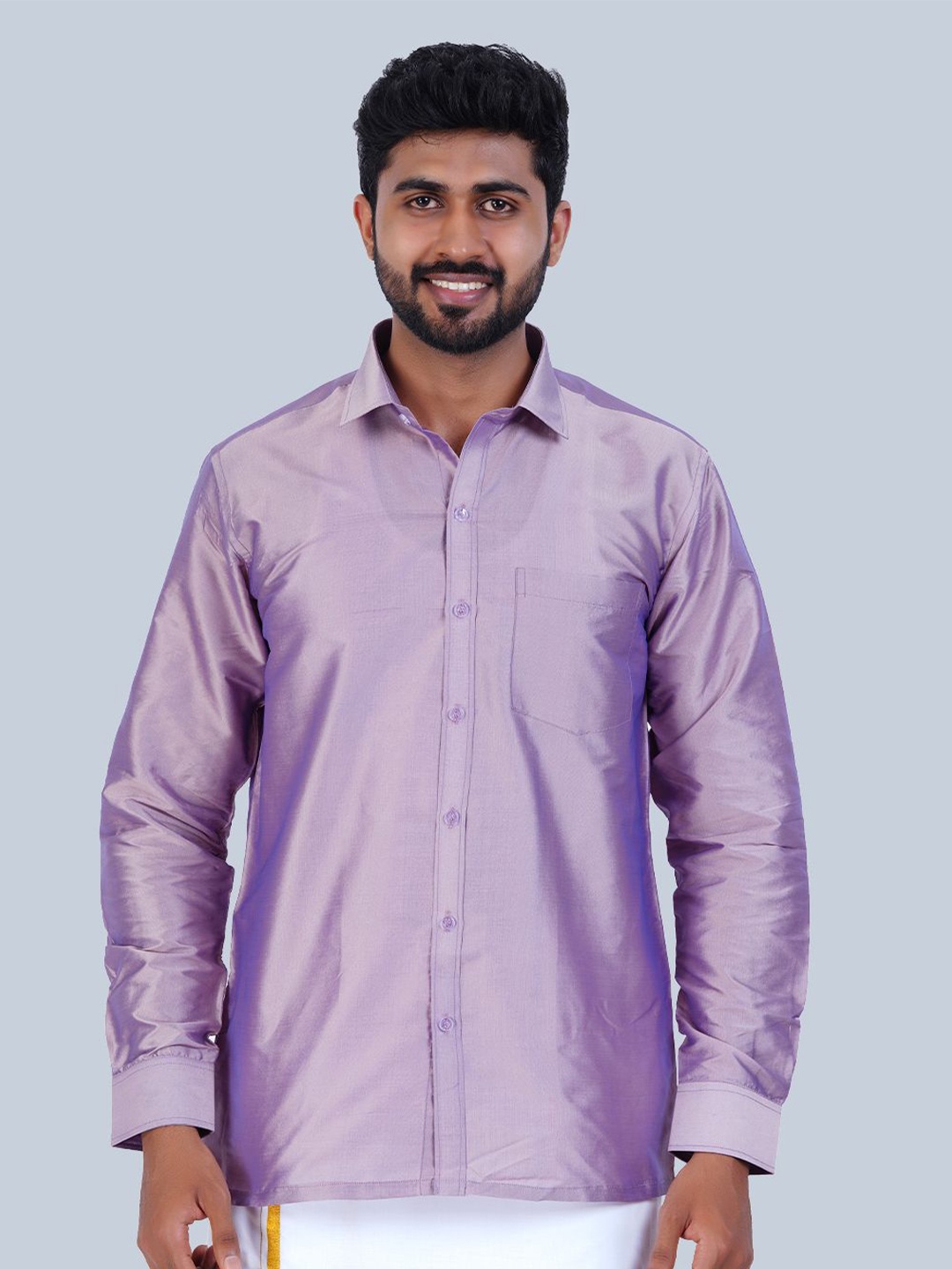 

THANGAMAGAN Standard Spread Collar Casual Shirt, Lavender