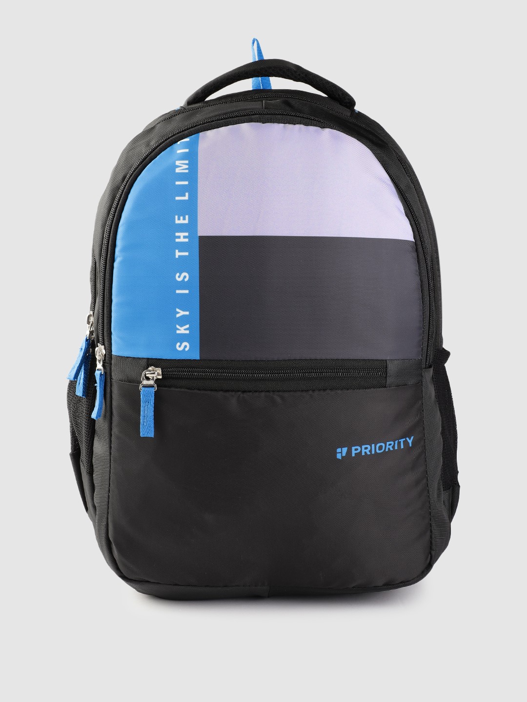 

Priority Unisex Colourblocked Backpack With Brand Logo Print, Black