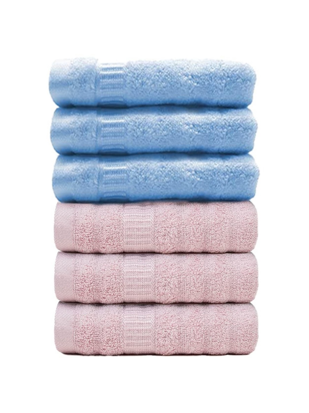 

MUSH Blue & Pink 6 Pieces 600 GSM Towel Set