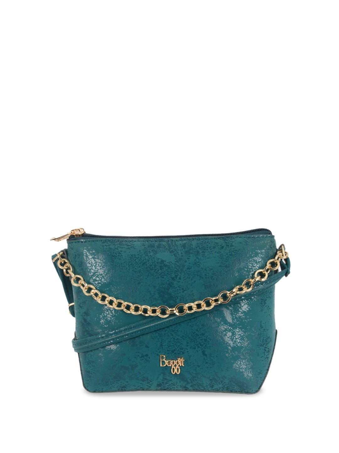 

Baggit PU Textured Structured Sling Bag, Green