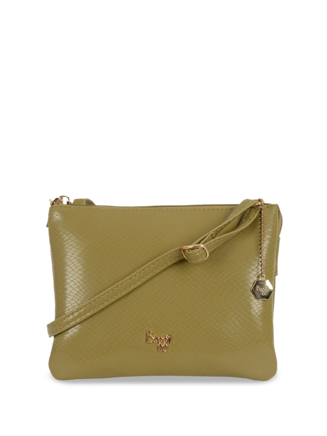 

Baggit Women Textured PU Swagger Sling Bag, Green