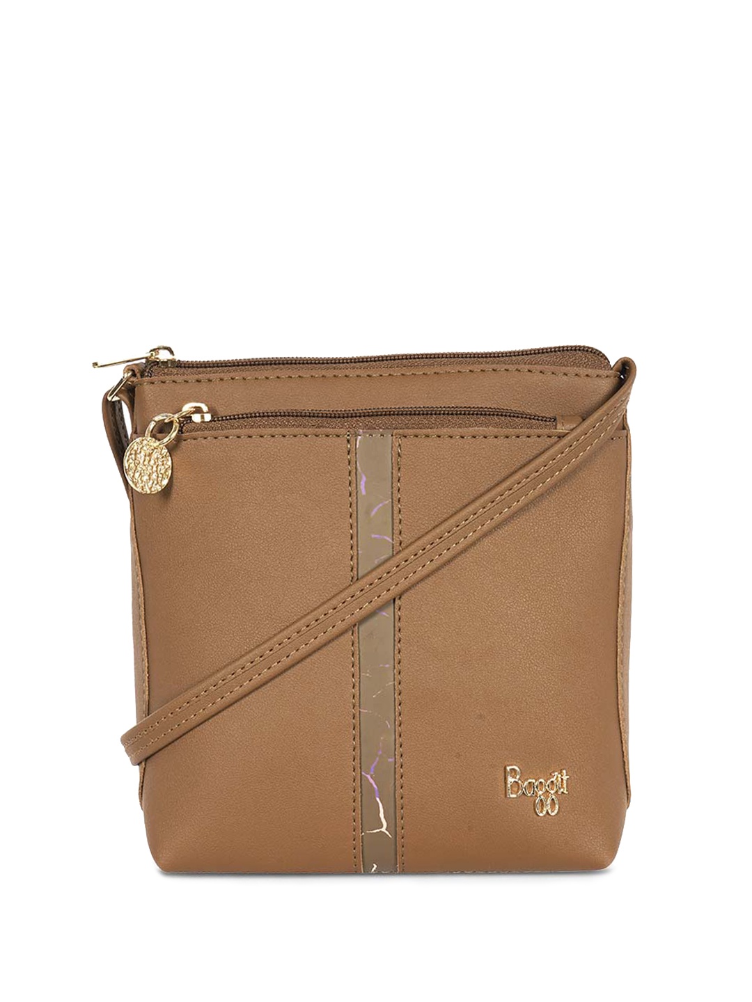 

Baggit Women PU Structured Sling Bag, Tan