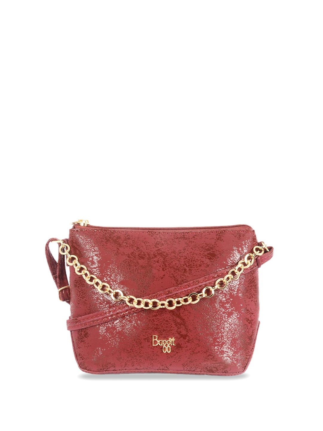 

Baggit Women Textured PU Structured Sling Bag, Red