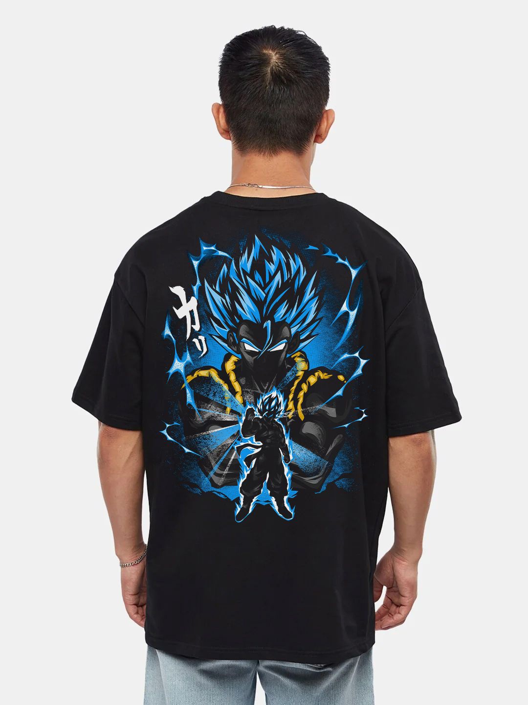 

RARESCAPE Men Vegeta Printed Oversized Cotton T-shirt, Black