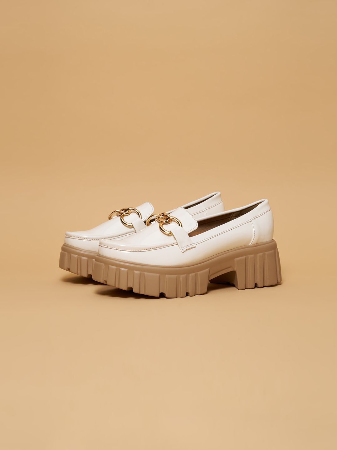 

ERIDANI Vanilla Embellished Chunky Loafers, White