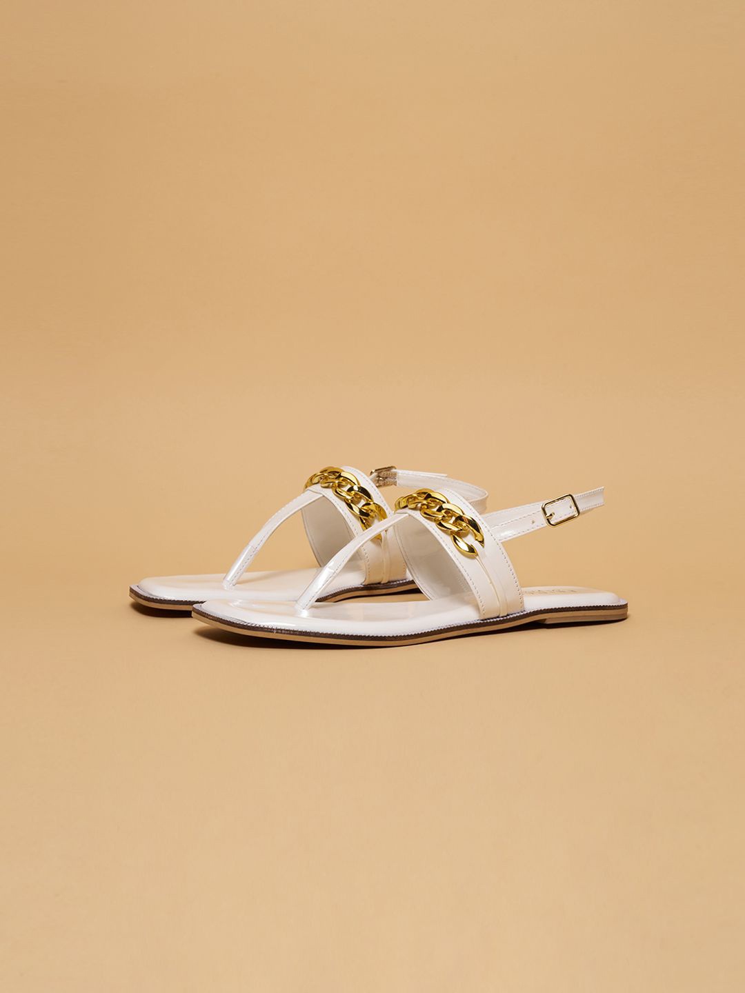 

ERIDANI Vanilla Embellished Ankle Strap Sandals, White
