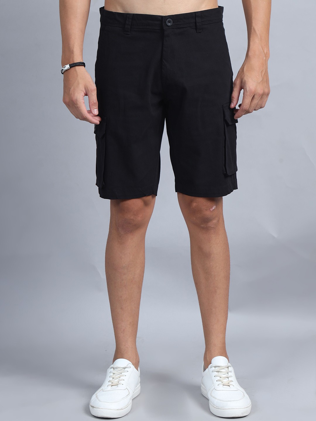 

SILISOUL Men Mid-Rise Cargo Shorts, Black