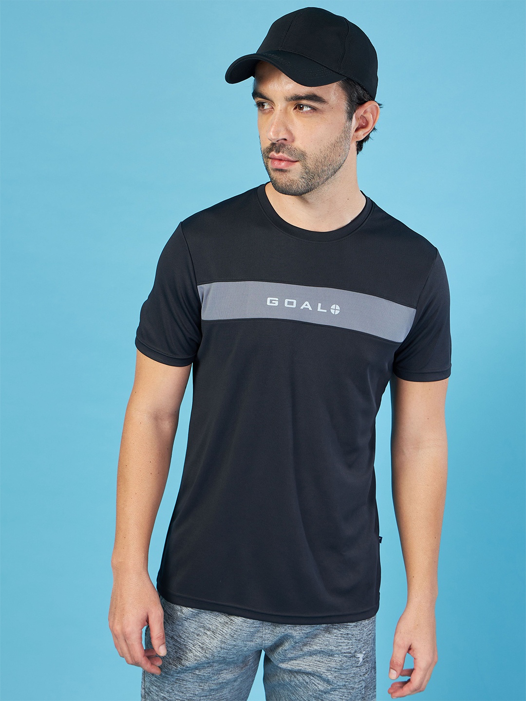 

Technosport Men Colorblock Techno Cool Plus Slim Fit Sports T-shirt, Black