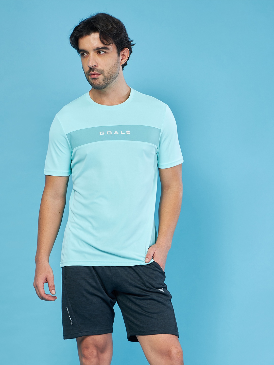 

Technosport Men Colorblock Techno Cool Plus Slim Fit Sports T-shirt, Blue
