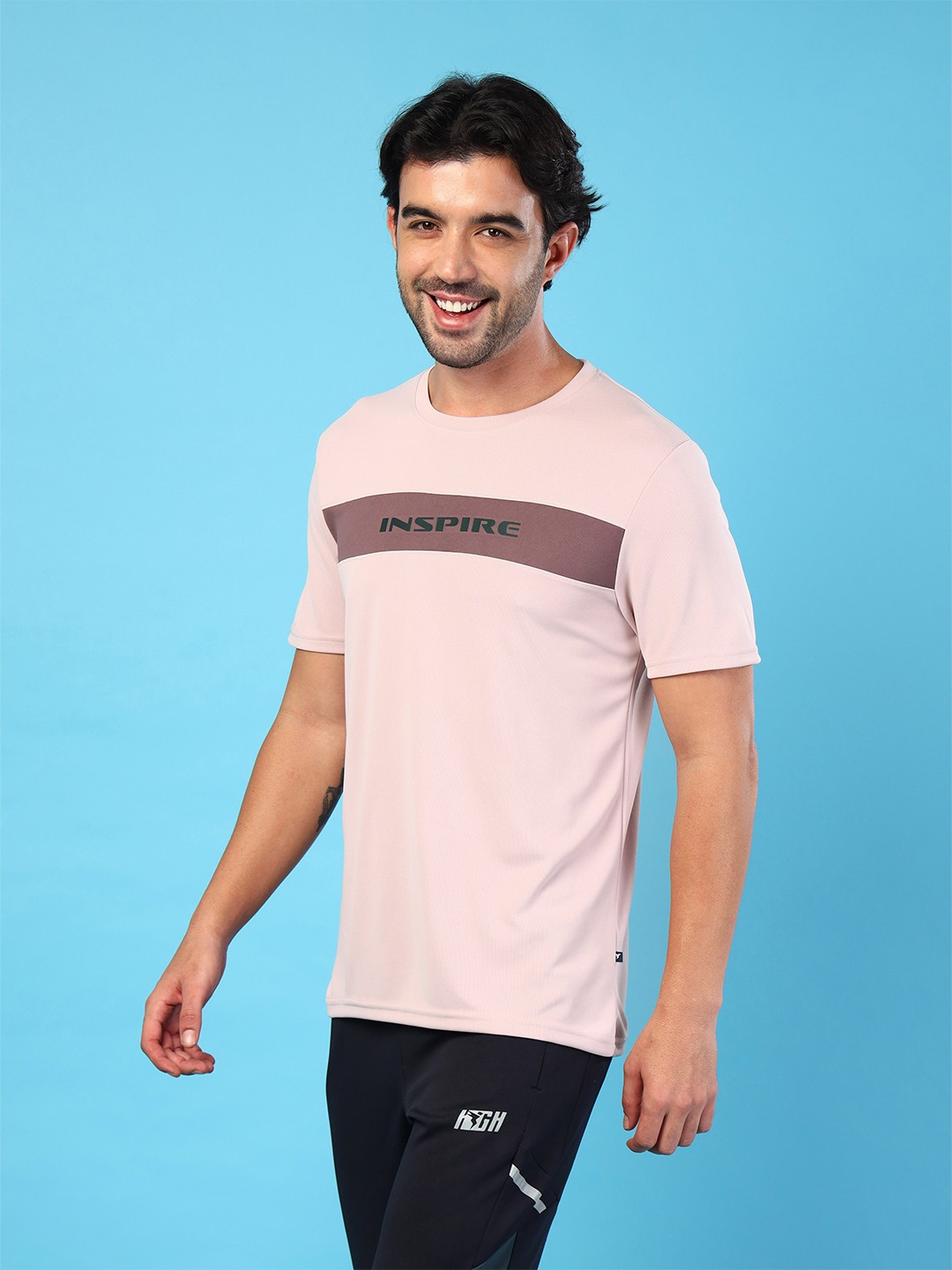 

Technosport SS'24 Men Typography Printed UPF50 T-shirt, Pink