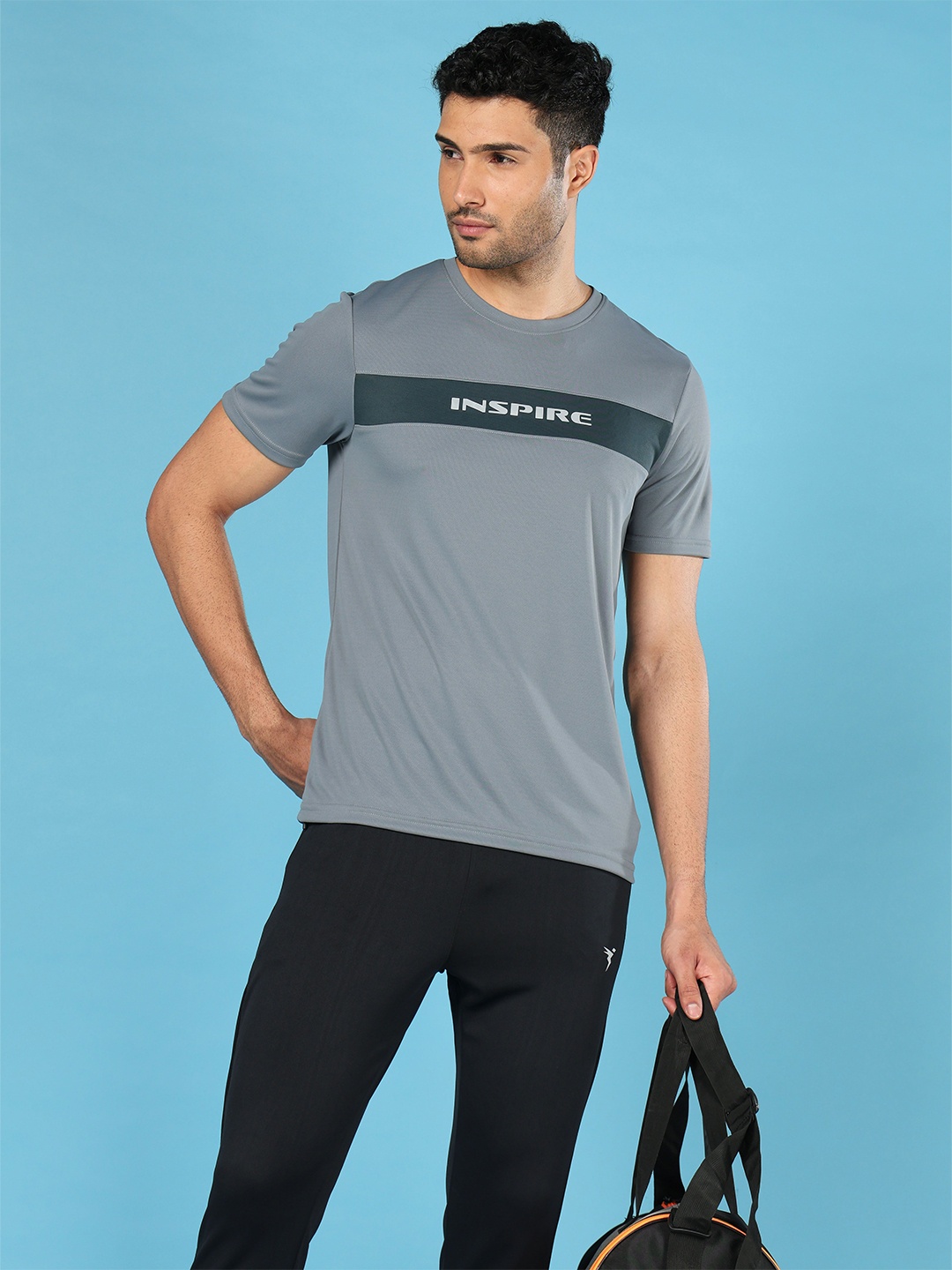 

Technosport Men Colorblock Techno Cool Plus Slim Fit Tshirt, Grey