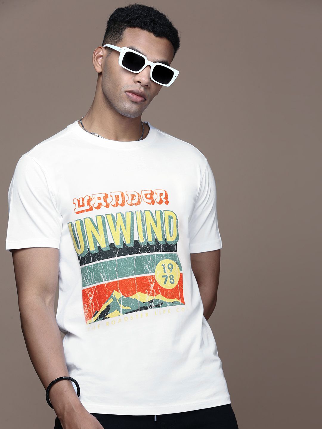 

The Roadster Lifestyle Co. Men Typography Printed Cotton T-shirt, White