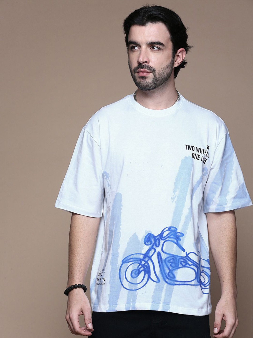 

The Roadster Lifestyle Co. Men Graphic Printed Round Neck Cotton T-shirt, White