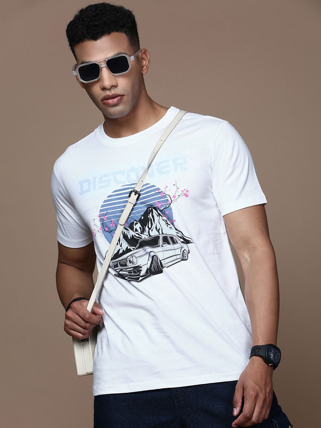

The Roadster Lifestyle Co. Men Graphic-Printed Cotton T-shirt, White