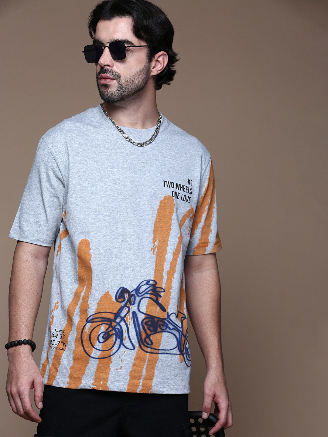 

The Roadster Lifestyle Co. Men Graphic Printed Cotton T-shirt, Grey