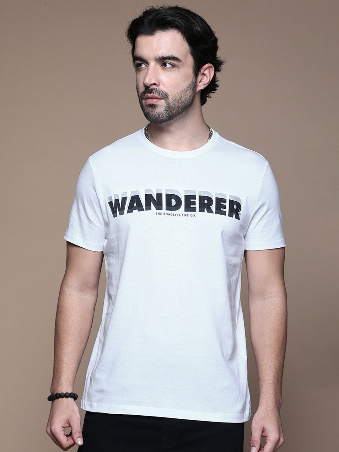 

The Roadster Lifestyle Co. Men Graphic Printed Cotton T-shirt, White