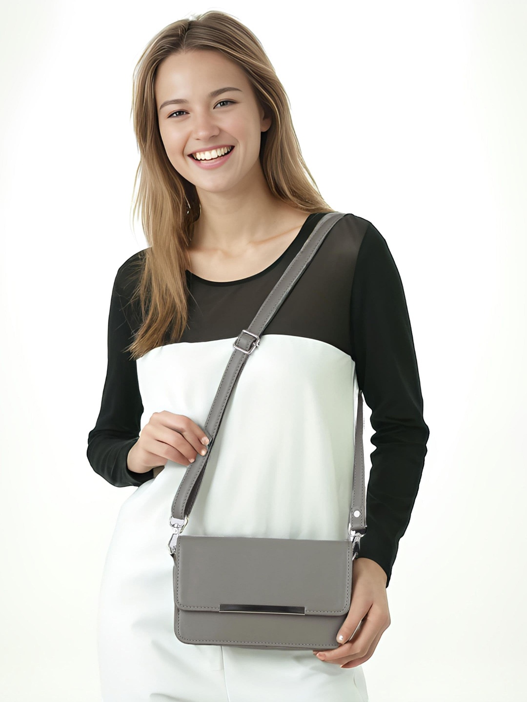 

Toteteca Striped PU Oversized Structured Satchel, Grey