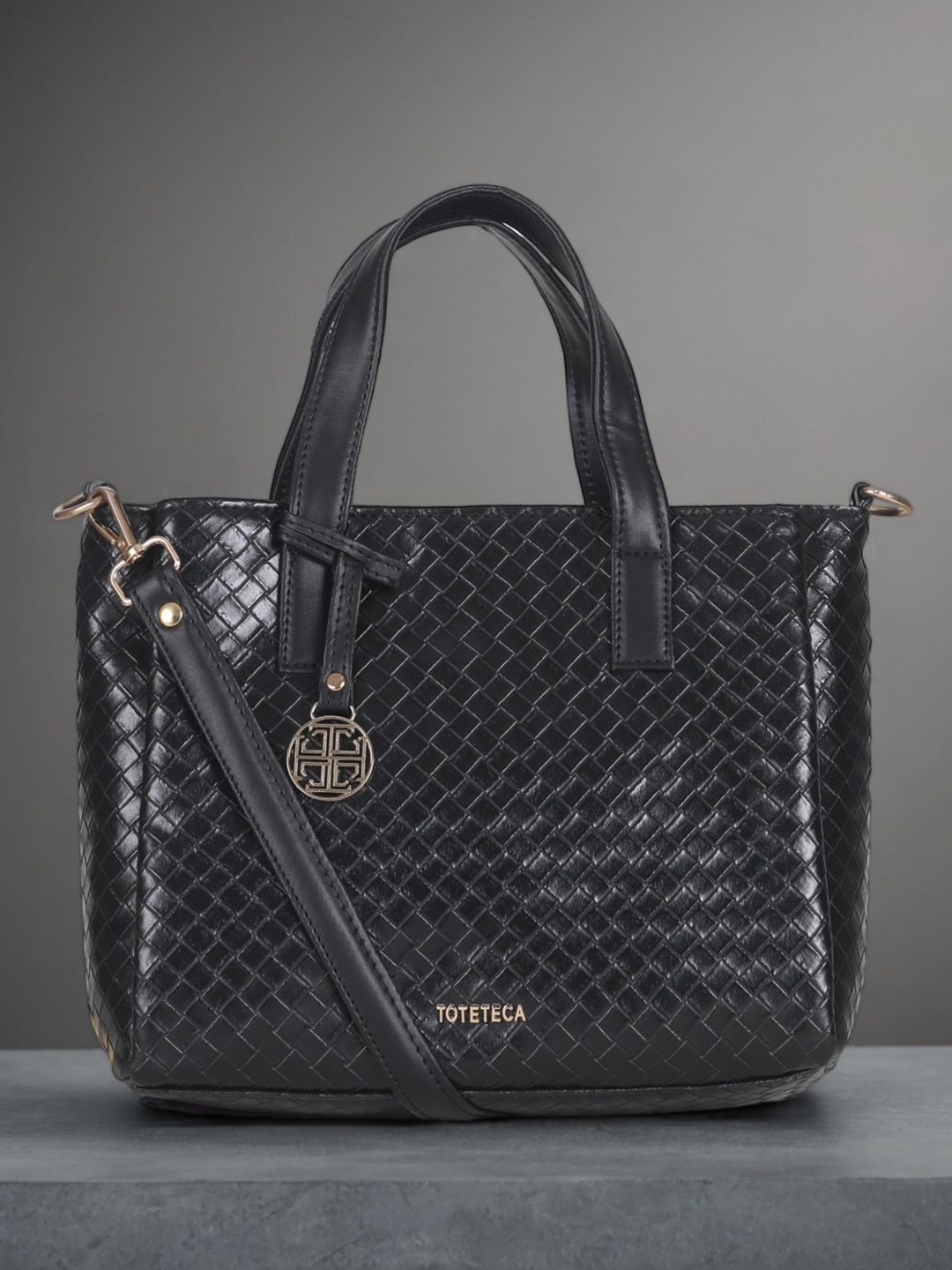

Toteteca Women Textured PU Shopper Shoulder Bag with Quilted, Black