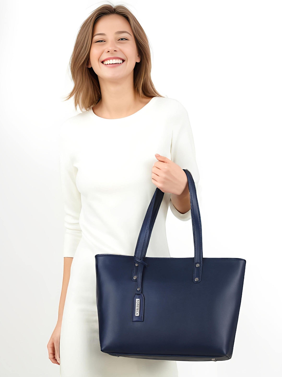 

Toteteca Women PU Oversized Structured Tote Bag, Blue