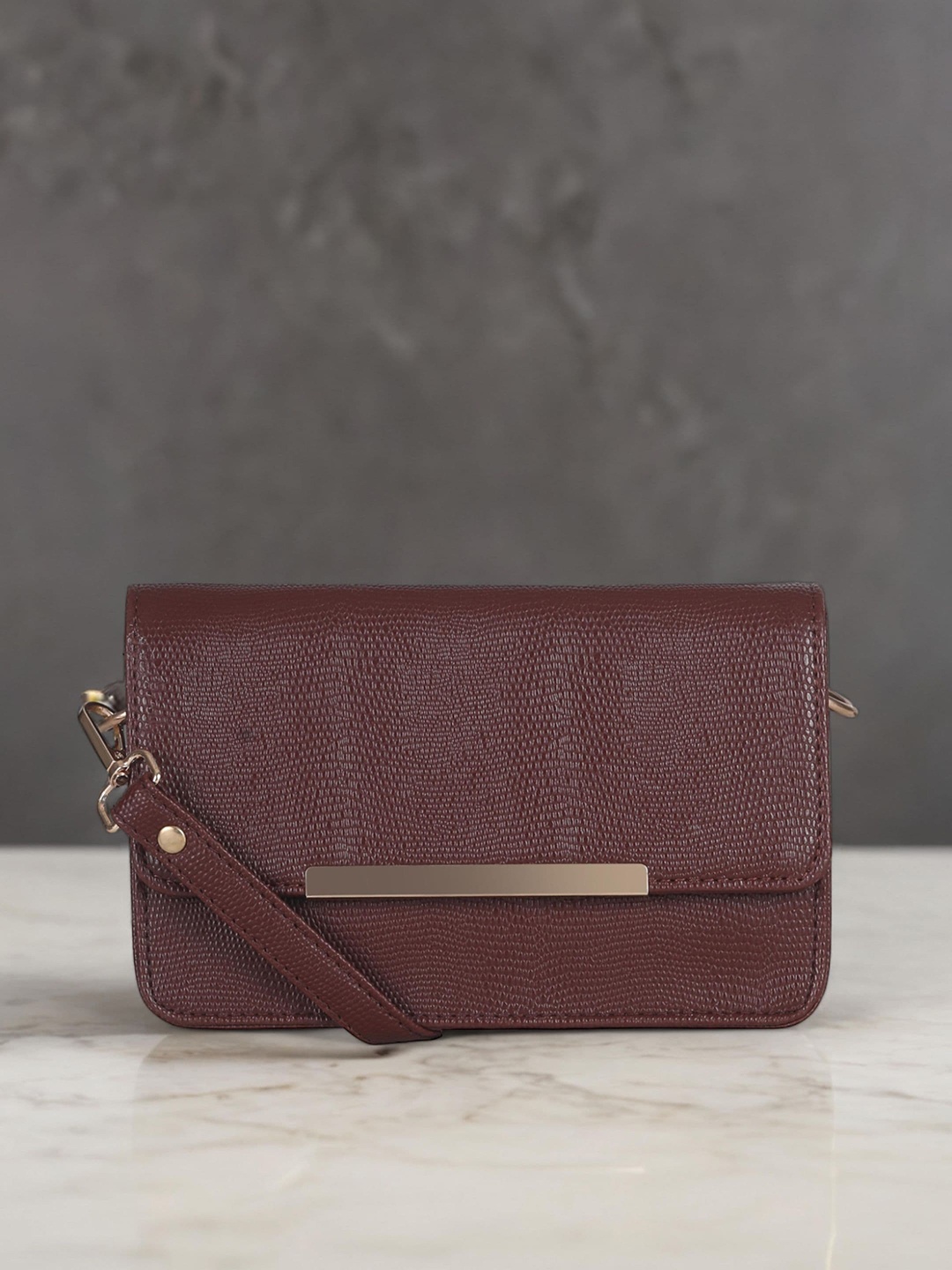 

Toteteca Textured PU Structured Sling Bag, Brown