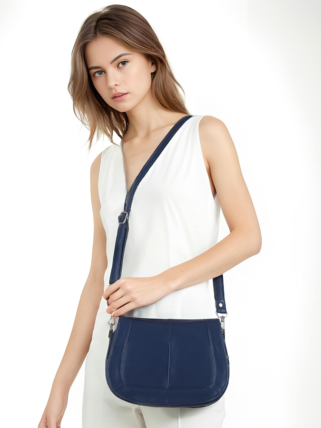 

Toteteca PU Structured Sling Bag, Blue