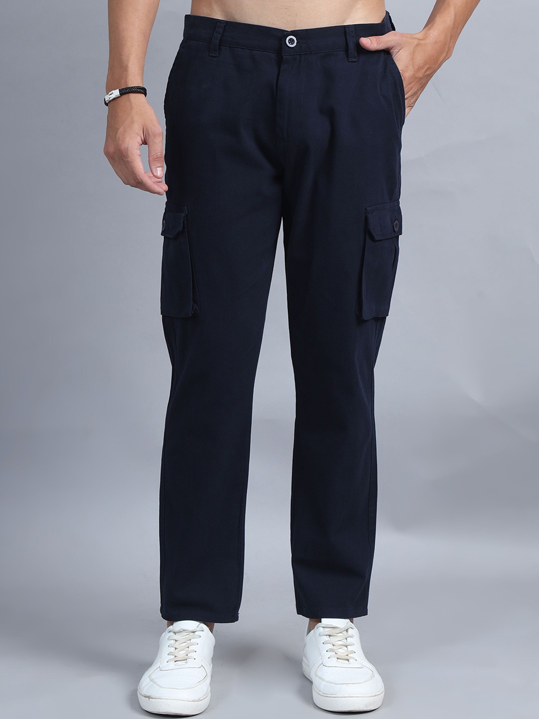 

SILISOUL Men Smart Cotton Cargos Trousers, Navy blue