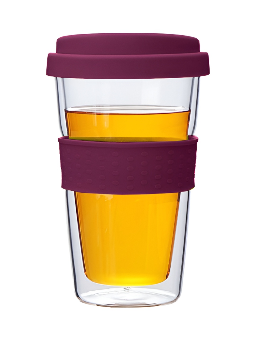 

P-Plus International Purple Glass Transparent Mugs With Lid 350 ml