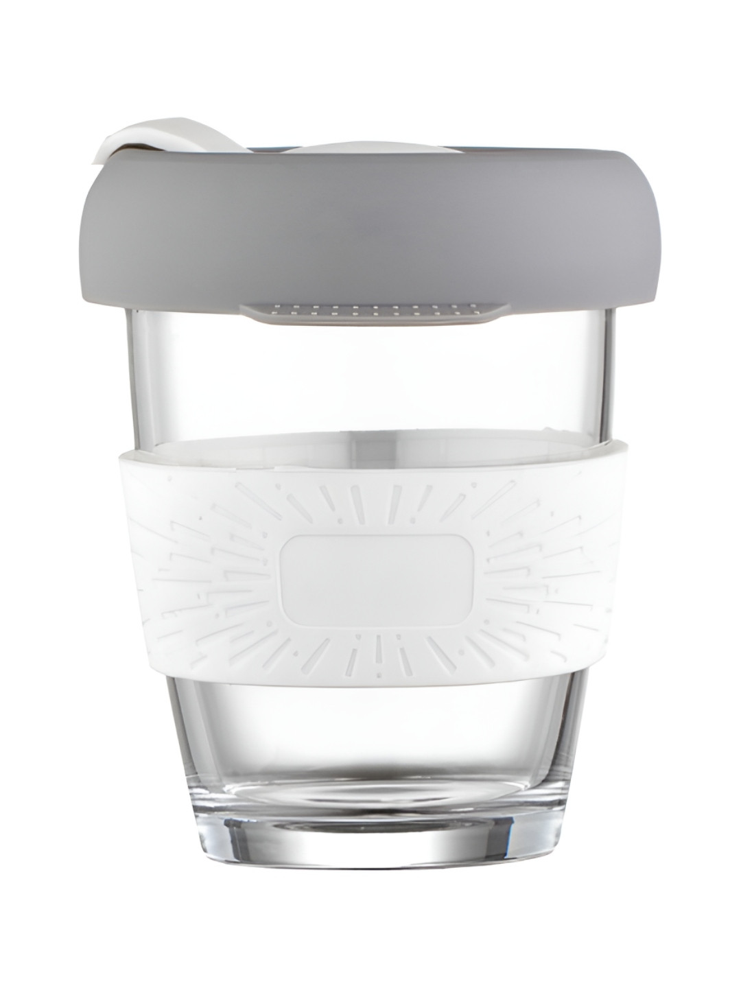 

P-Plus International White & Grey Glass Transparent Mugs With Lid 350 ml