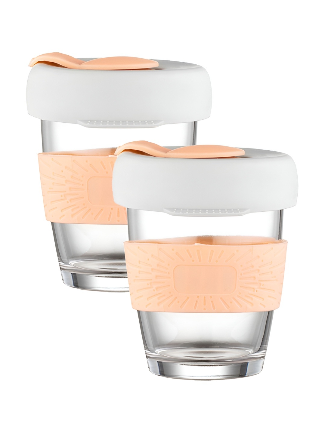 

P-Plus International Orange & Transparent 2 Pieces Solid Glass Mugs