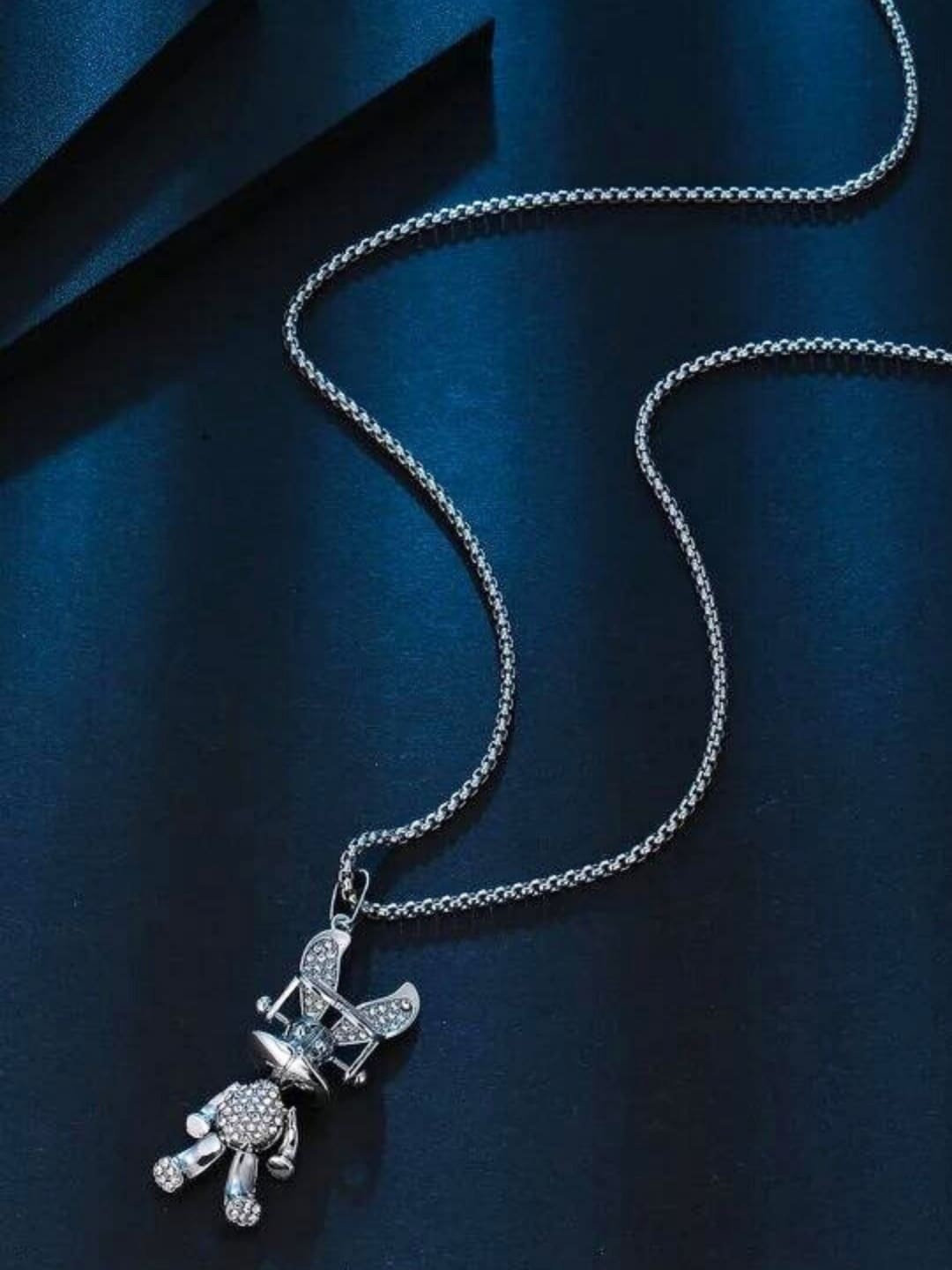 

SALVE Stainless Steel Blings Bunny Pendants with Chains, Silver