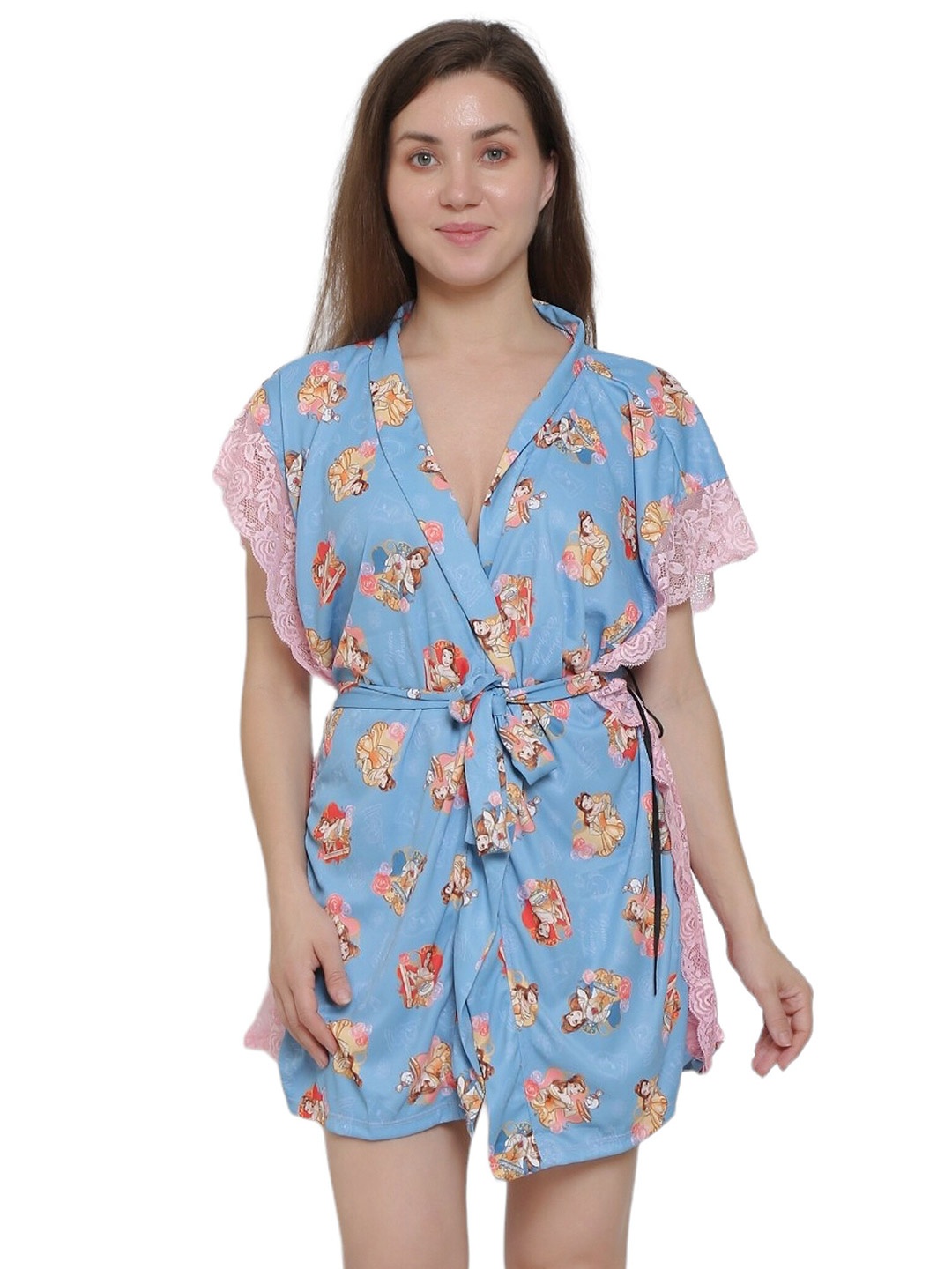 

SSoShHub Women Printed V-Neck Baby Doll, Blue