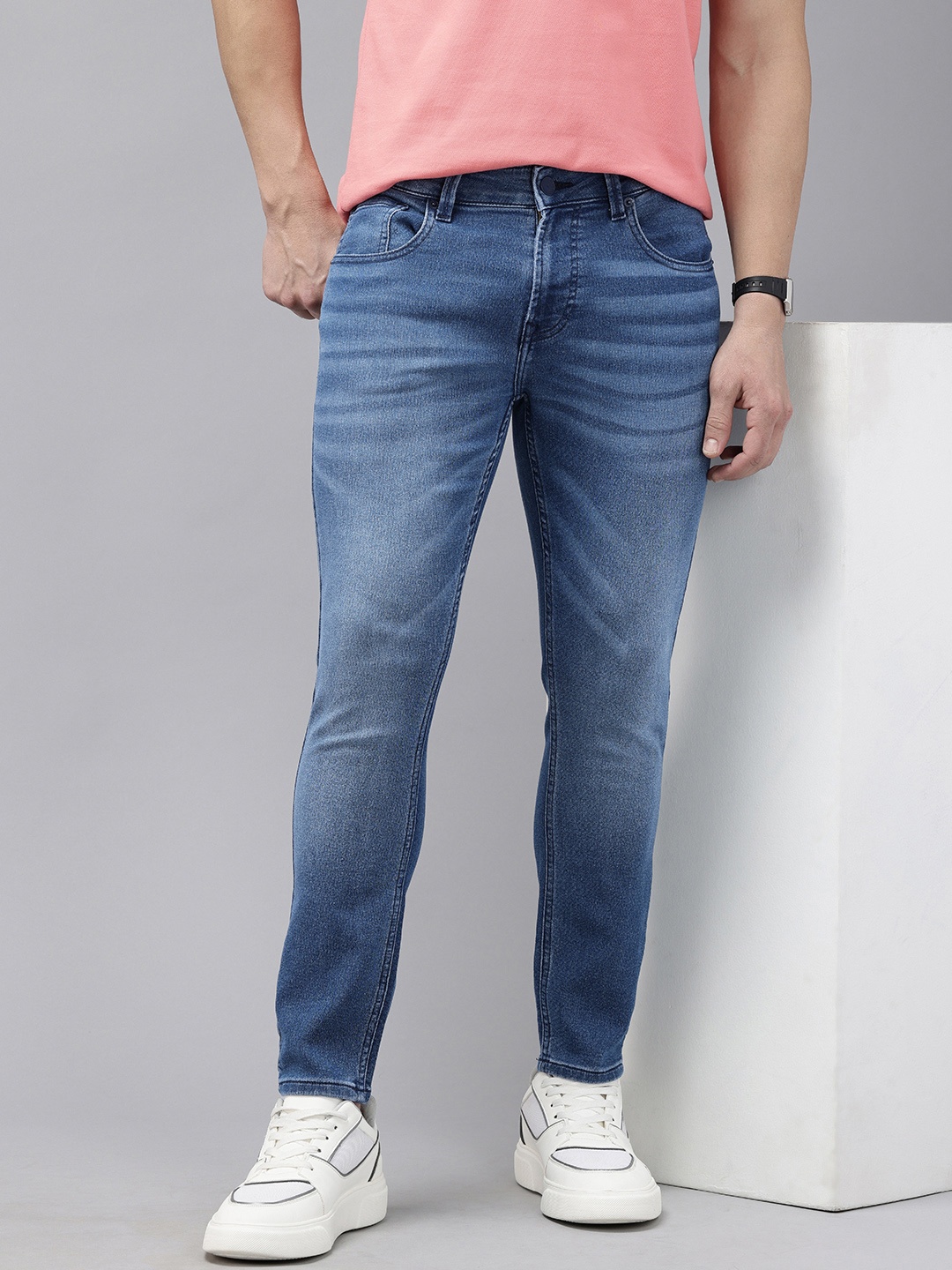 

SPYKAR Men Kano Slim Fit Light Fade Stretchable Jeans, Blue