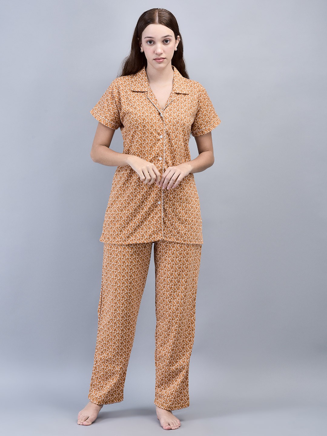 

Noty Women Printed Night suit, Mustard